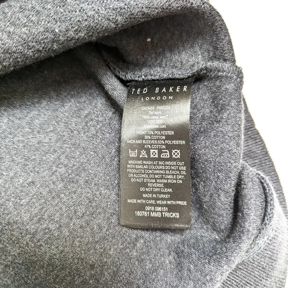 Ted Baker London Tricks Slim Fit Quilted Jersey Sweater Dark Gray Size US Large